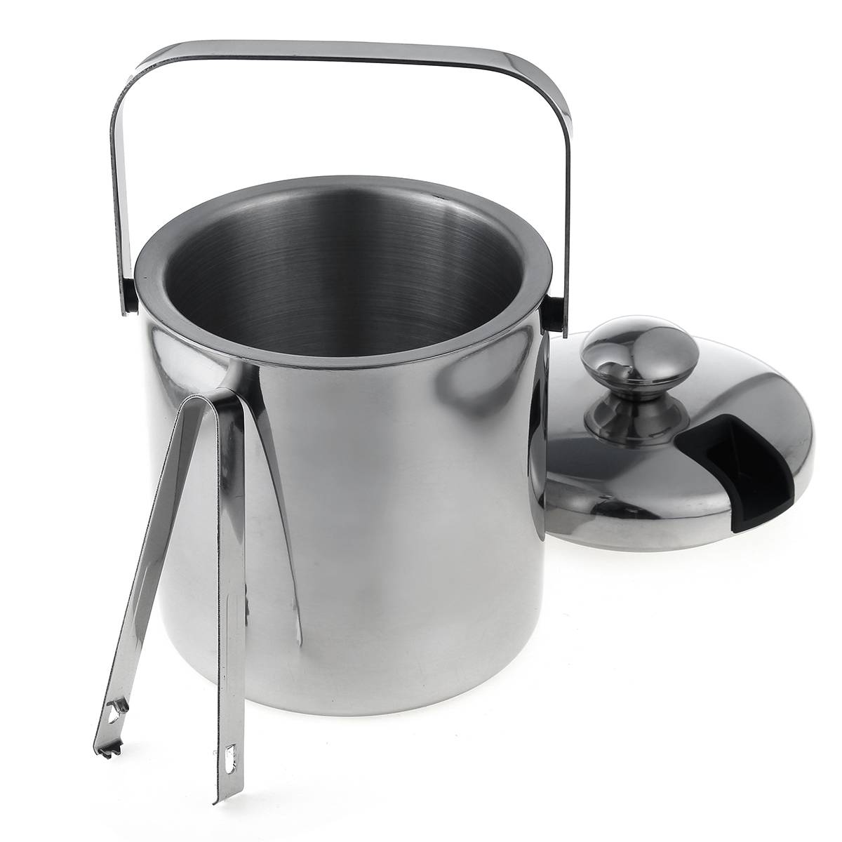 1,3 L Edelstahl Eis Würfel Container Doppelwandige Eis Behälter Eimer Mit Eis Zange Clip Deckel für Lagerung Und Bar Kühler