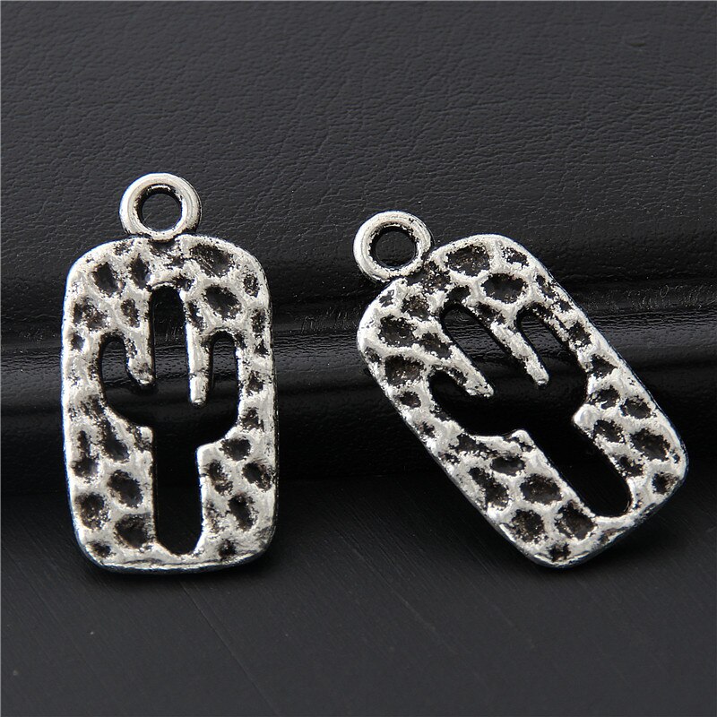 30pcs Antique Silver Hollow Rectangle Cactus Charms Desert Plant Pendant Finding Jewelry Handmade Accessories 23x12mm A3062