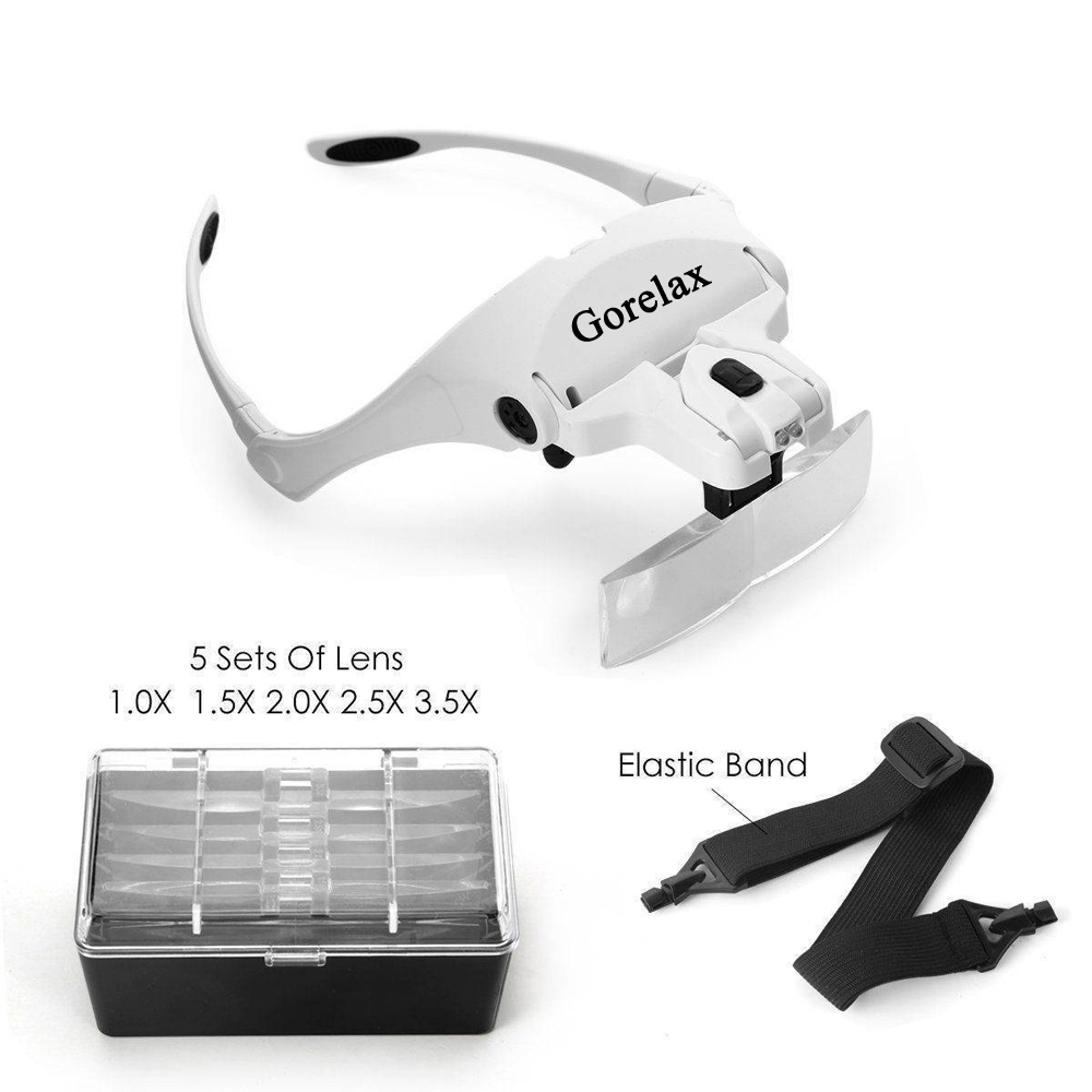 Lenti d'ingrandimento Lampada a luce LED Testa Lente d'ingrandimento Gioielliere Lente d'ingrandimento per fascia Occhiali da vista Lente d'ingrandimento per riparazione strumento in vetro ottico