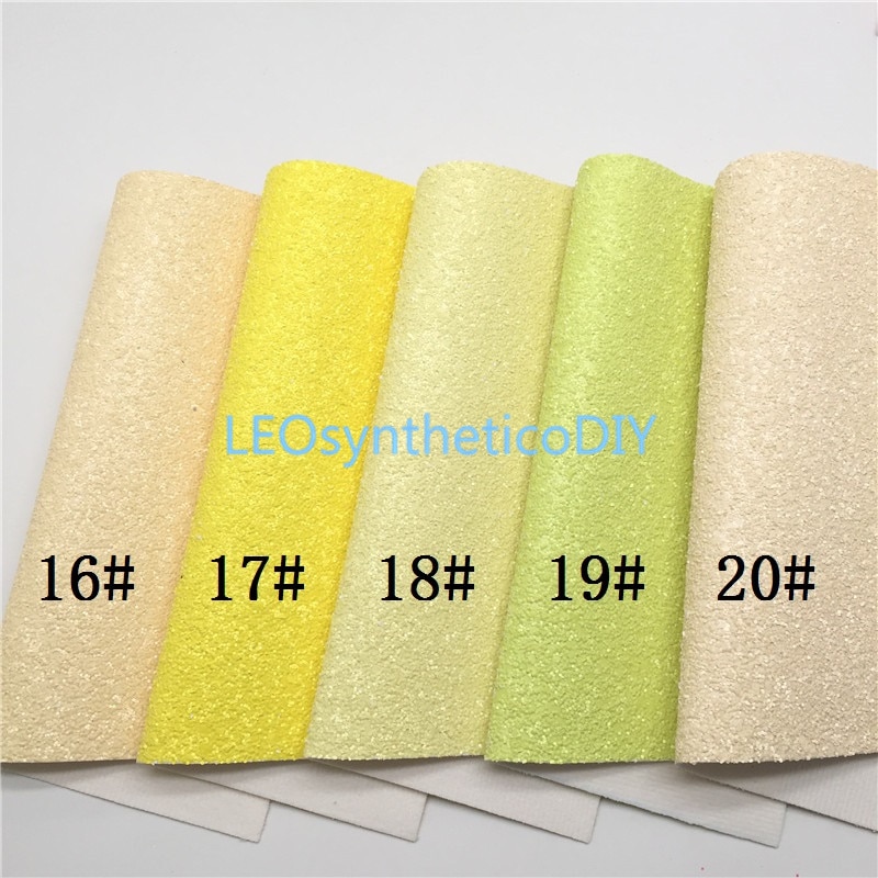 LEOsyntheticoDIY Neon Chunky Glitter Vinyl Fabric Sheet Felt Backing Synthetic Leather Faux Vinil DIY A4 SIZE R033A