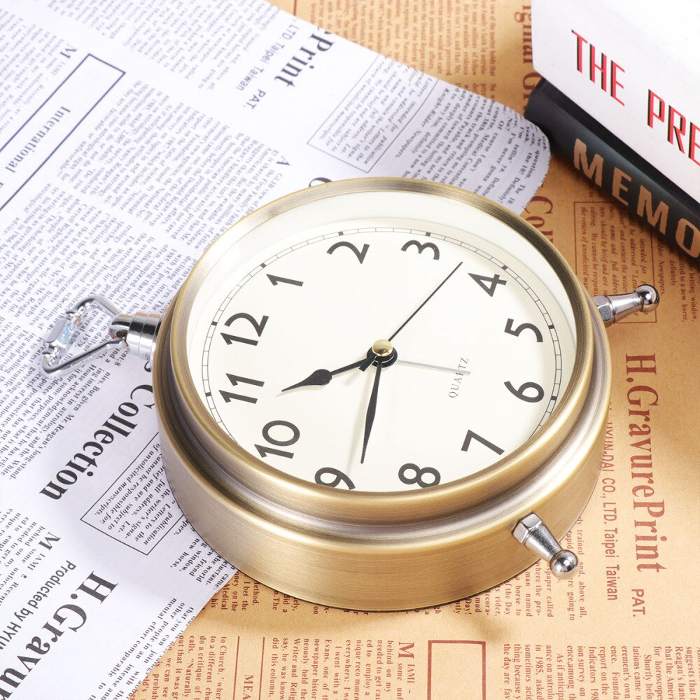 Metal Alarm Clock Roman Numerals Table Bedside Silent Alarm Clock Sweep Seconds Alarm Clock