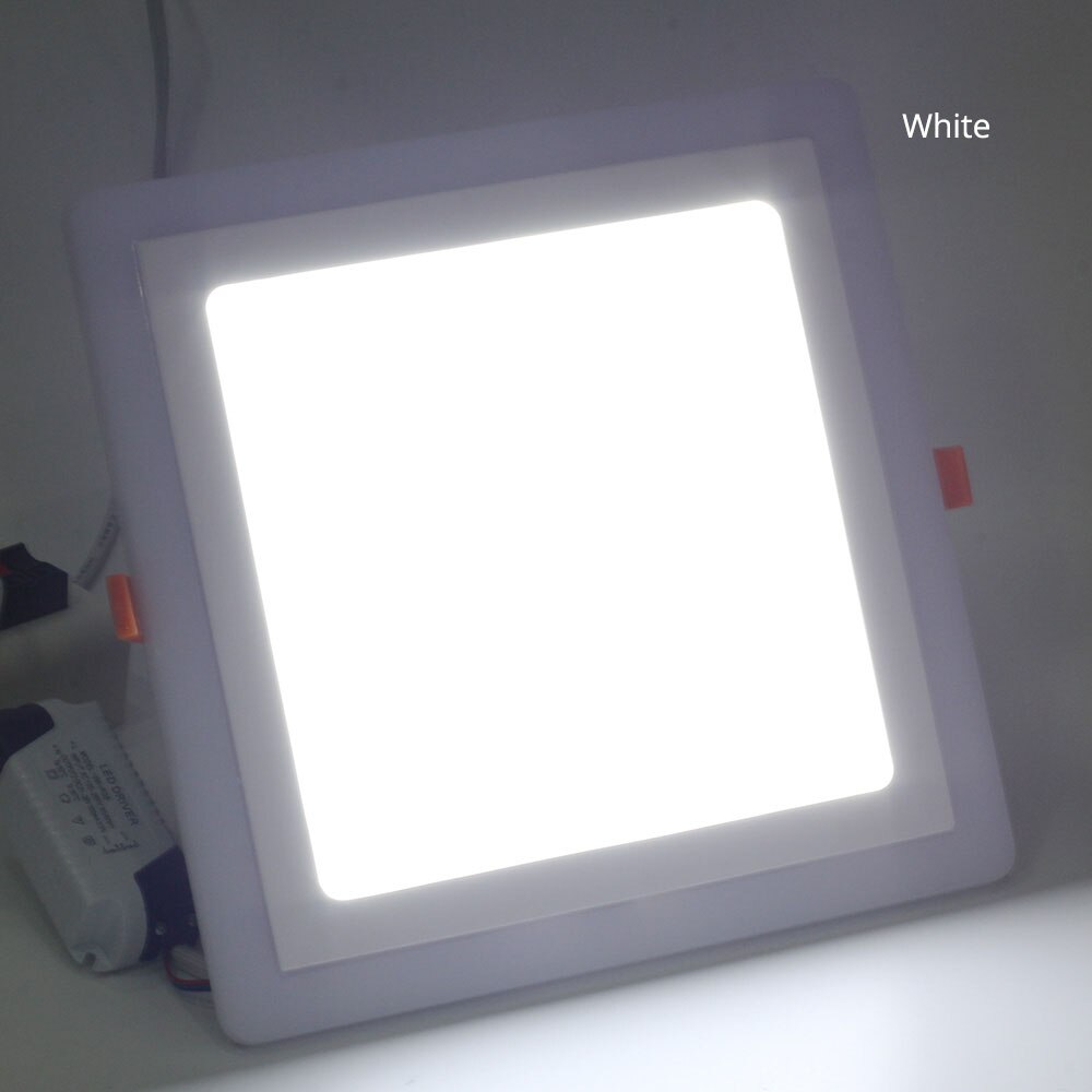 Led panellampe firkantet led rgb panellampe 3w/6w/12w/18w varm hvid / hvid + rgb loftlampe downlight  + 24 nøgle fjernbetjening: Hvid / 3w