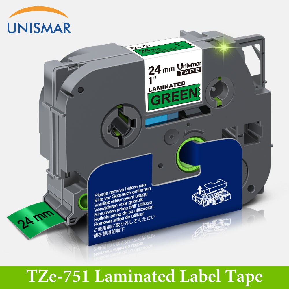 Unismar Zwart Op Geel TZe-651 24Mm Etiketten Compatibel Voor Brother P-Touch TZe651 Label Tape Tz Tze 651 tz651 24Mm Printer: Black on Green