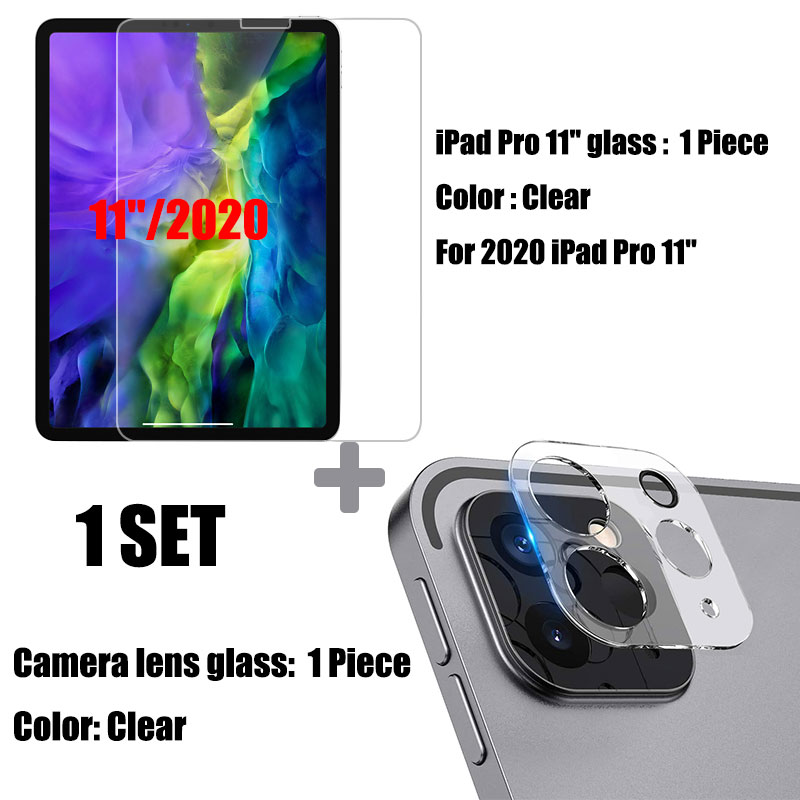 Vetro temperato 2in1 per Ipad pro 11 12.9 pellicola protettiva per tavoletta con obiettivo fotocamera posteriore per Ipad pro 12.9 11 2021 2020 pellicola protettiva: 1 impostato 2020 Pro 11