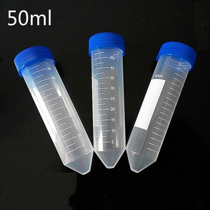 Tubo de centrífuga de fondo afilado con tapón de rosca de plástico, 5 uds., 50 Ml, tubo de centrífuga independiente de escala, accesorios de laboratorio.