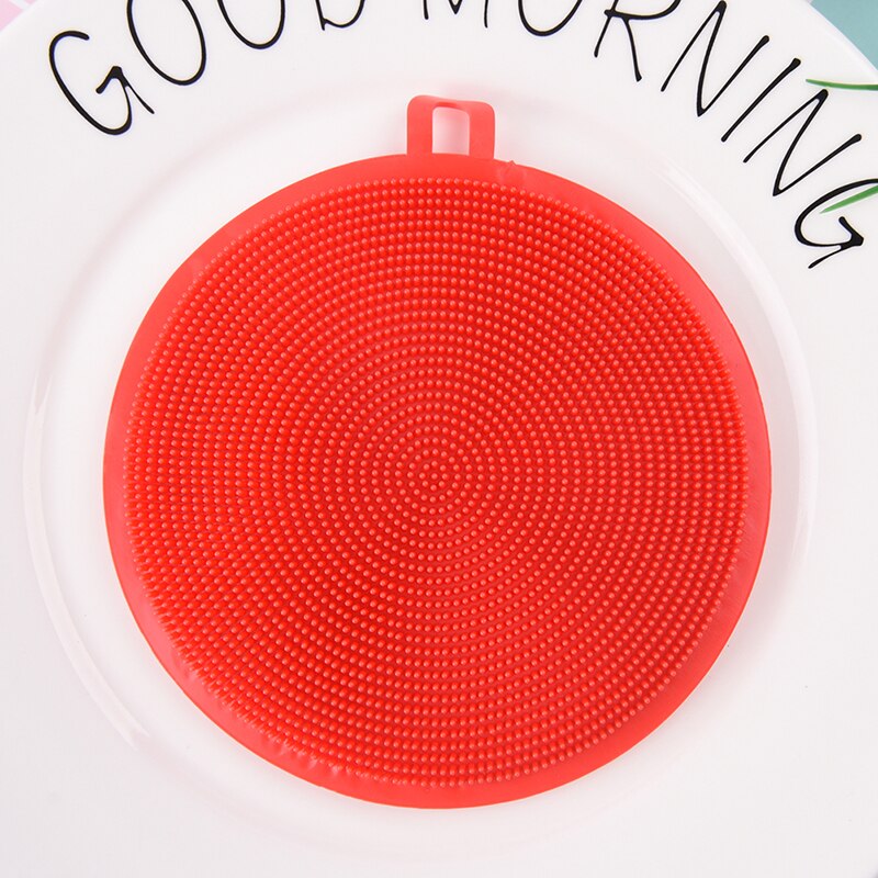 Zachte siliconen afwas kom pot pan schoonmaaksponzen schuursponsjes magische schoonmaakborstels kookgereedschap keukenaccessoires: Rood