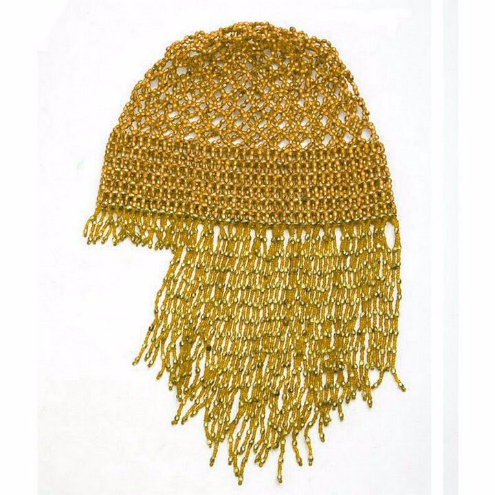 Piger kvinders eksotiske cleopatra beaded mave dans hoved cap hat hår tilbehør guld sølv: Guld