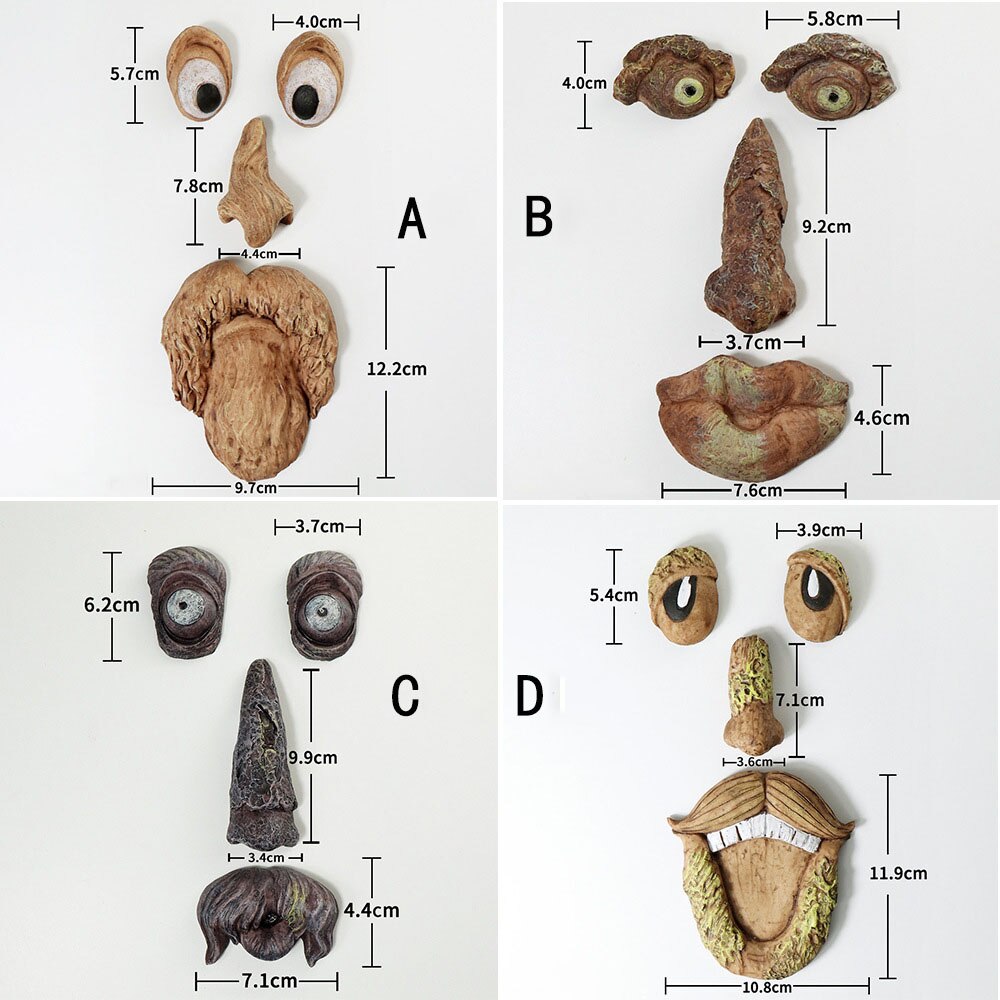 Outdoor garden decorations bark face tree monster facial features ornaments easter outdoor props