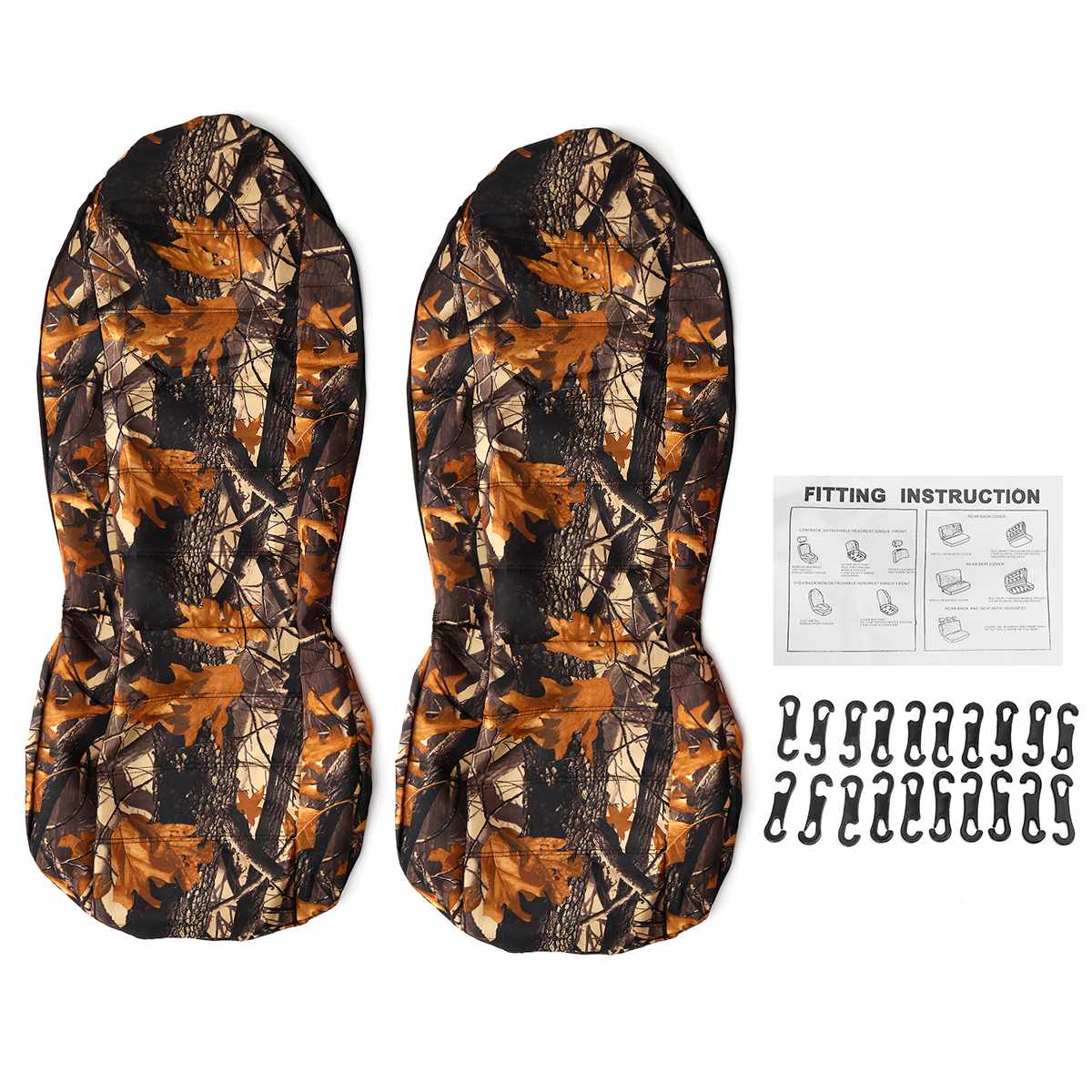 2 Stuks Auto Seat Cover Set Camo Camouflage Stof Voor-en Back Protector Fit Voor Jeep Pickup Truck Suv Meest auto: Grijs