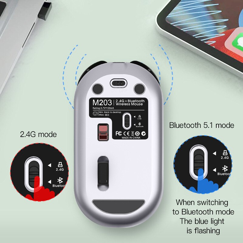 Dual Modus 2,4G USB Bluetooth Wireless Mouse Ergonomische Stille Wiederaufladbare Mäuse Für Computer Büro Laptop PC