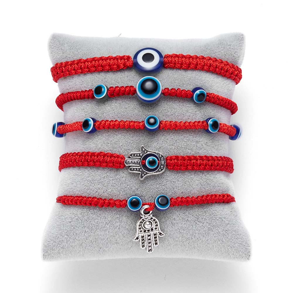 Pulseras de hilo rojo trenzado para hombre y mujer, abalorios de ojo malvado turco, cadena roja de la suerte, de joyería, 1 ud.