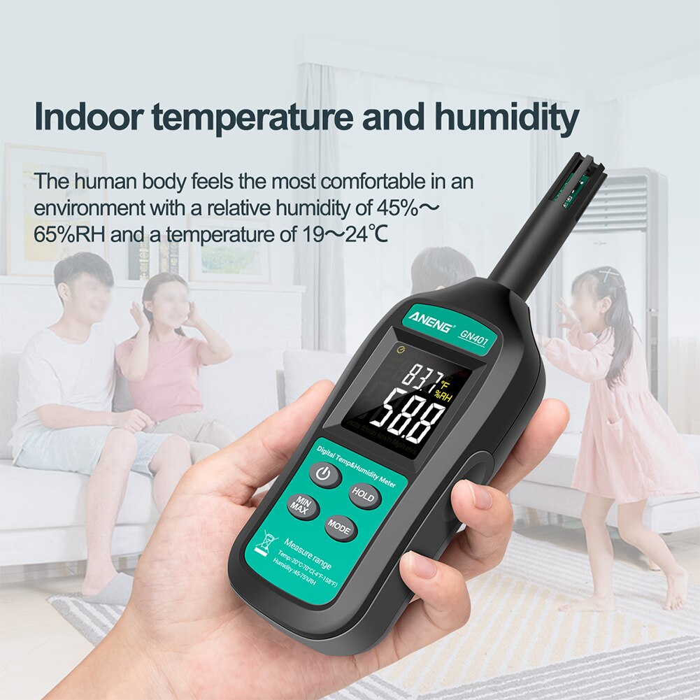 Portable Digital Display With Dew Point Multifunctional Temperature Humidity Meter Home Battery Powered 2 In 1 ABS LCD Backlight