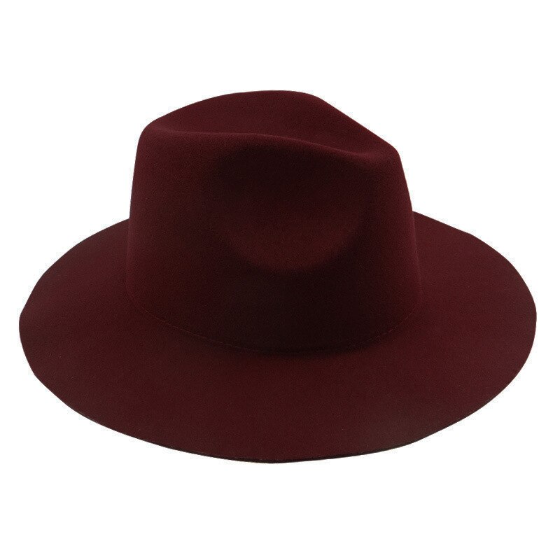 USPOP women winter hats wool fedoras adjustable unisex solid color wool hats: Jazz-Dark wine red