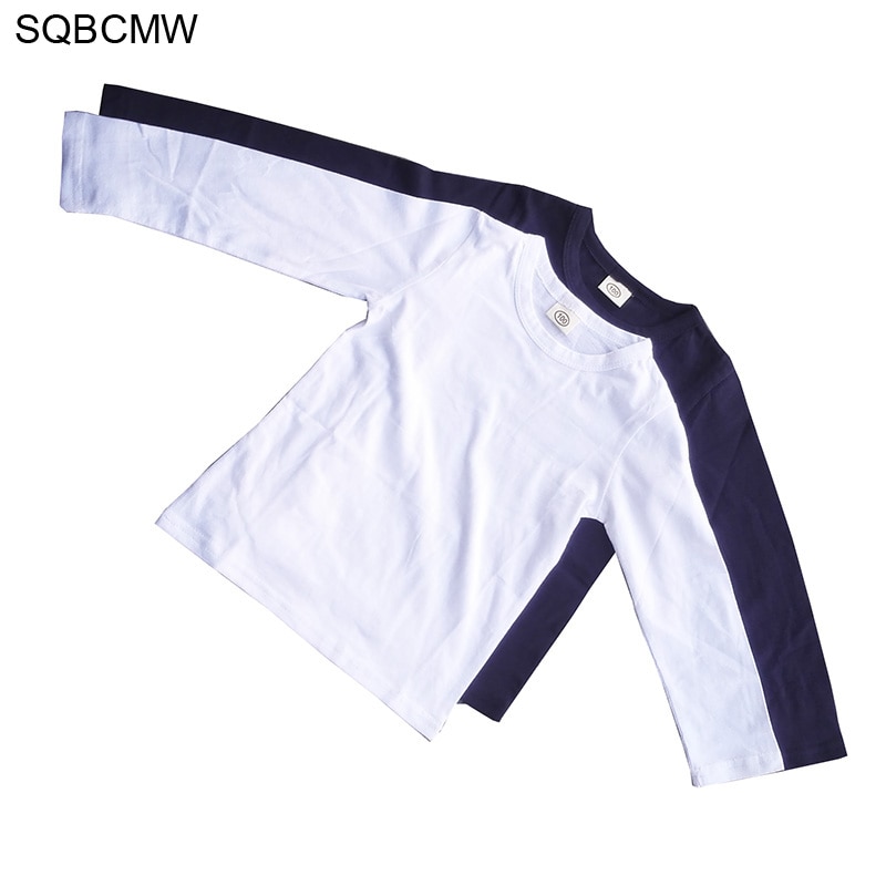 coton filles hauts enfants printemps automne vêtements enfants t-shirts pour bébé garçons à manches longues t-shirts solide noir blanc