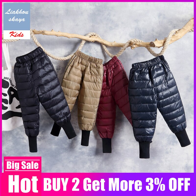 Winter Kinderen Beneden Katoenen Kleding Jongens Broek Meisjes Leggings Kinderen Warme Broek Winddicht Waterdicht Sneeuw Broek Voor Jongens