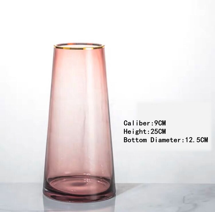 Nordic Glass Vase Flower Vase Tabletop Vase Flower Arranging Home Decoration: pink middle