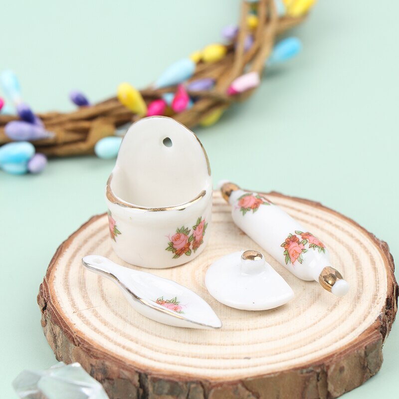 3 Stks/set Keukengerei Set Miniatuur Poppenhuis Keuken Tool Set Mini Rolling Pin + Kruiden Blikjes Voor Kinderen Pretend Play Toys