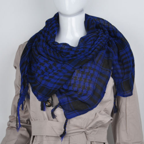 Femmes arabe shemagh keffieh palestine écharpe châle kafiya 13 couleurs: Noir bleu royal