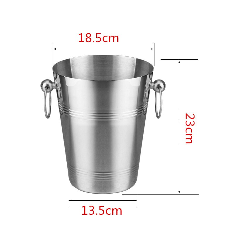 Stainless Steel wine ice Bucket Chiller golden Wine Bottle Cooler Champagne Beer Chiller Ice Barrel Silver Gold whiskey rack: 5L Silver ear 18.5cm