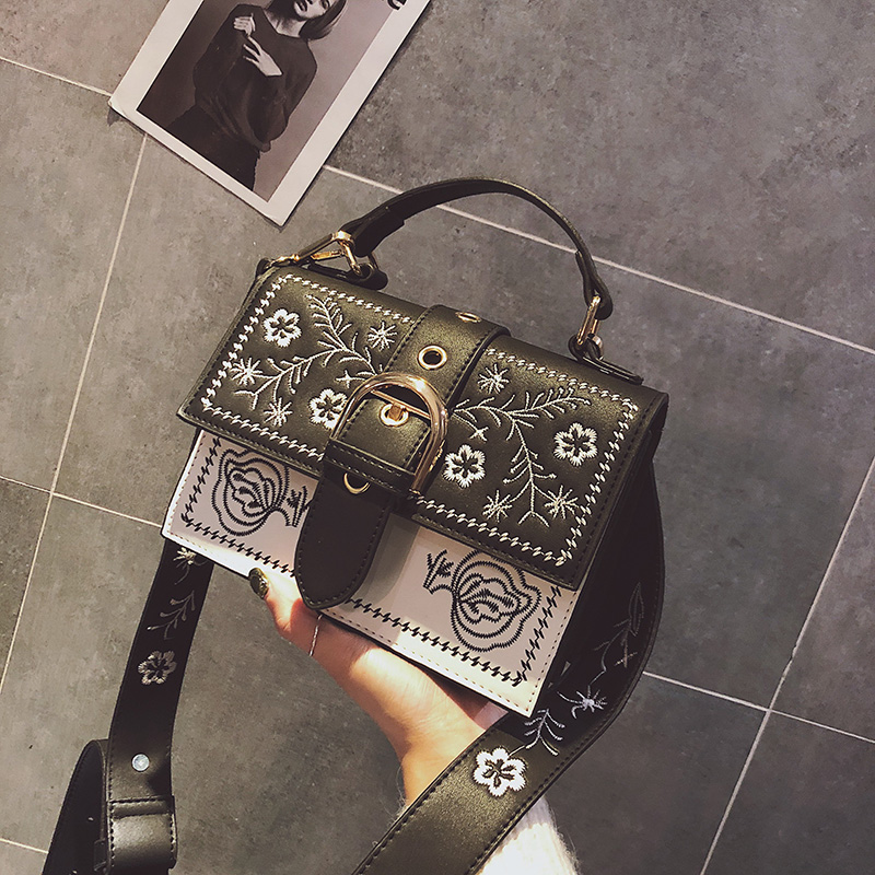 Toposhine Mode Vrouwen Tas Panelled Vintage Bloem Meisjes Zakken voor Meisjes Zwart PU Leer Vrouwen Messenger Bags