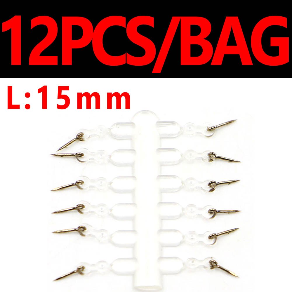 Wifreo 12 st metall bete spike karp fiske krok bete sting boilies stift med klart gummi majs ronnie hår rigg karp matare tackla: L 15mm 12 st