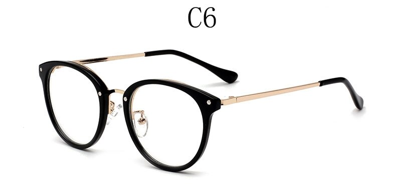Retro runde briller kvinder gennemsigtige klare glas briller stel kvindelige klassiske vintage trends nitte briller briller: C6