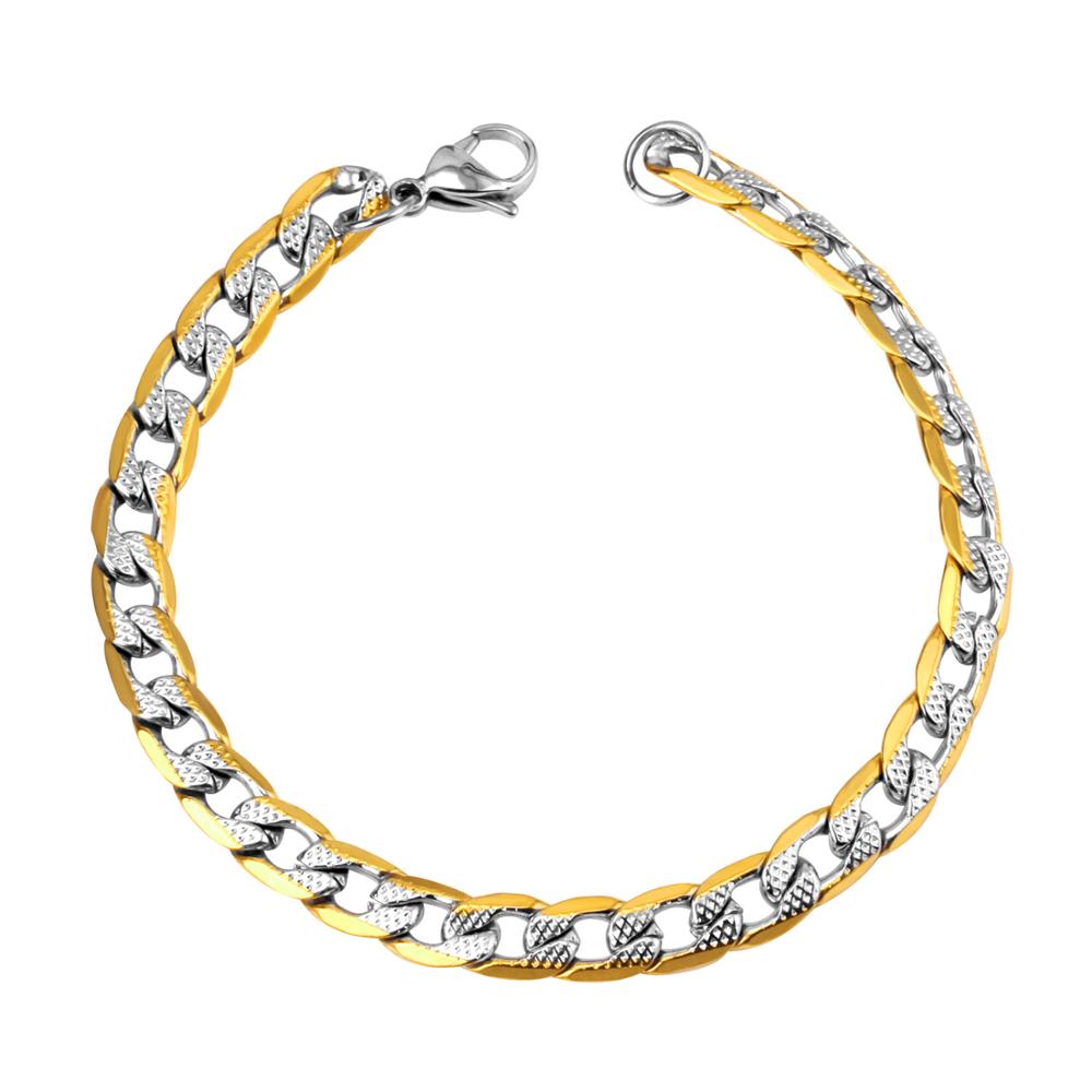 LUXUKISSKIDS Catene in Acciaio Inossidabile Braccialetti Dei Monili di Hiphop Lunghezza 22 centimetri di colore dell'oro aragosta Braccialetti per Le Donne Homme Femme Uomini: 2 misto