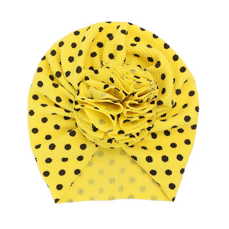 Tulbandhoedjes met stippen voor meisjes, bloeiende babyhoedjes, elastische babytulbandhoedjes voor meisjes, hoofdband, haarband voor baby's, mutsje: Gele stippen