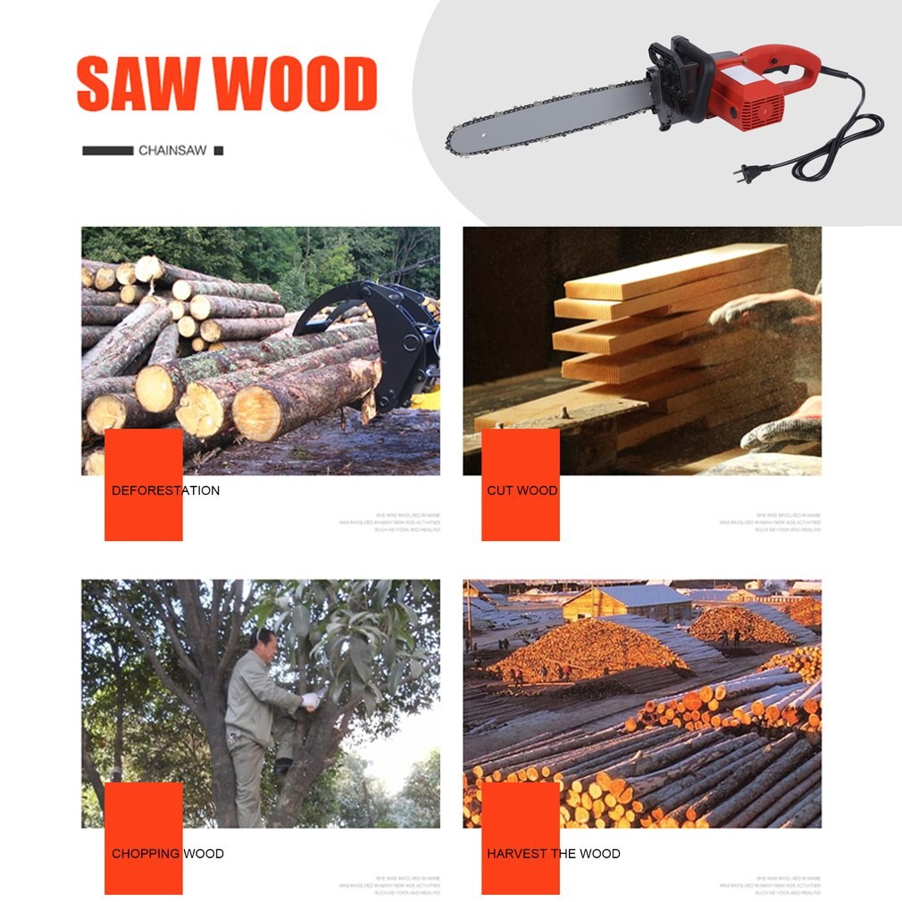 High Power 1800W Elektrische Kettingzaag 220-240V Logging Zag Multifunctionele Elektrische Kettingzaag Tuin Power Tools EU plug