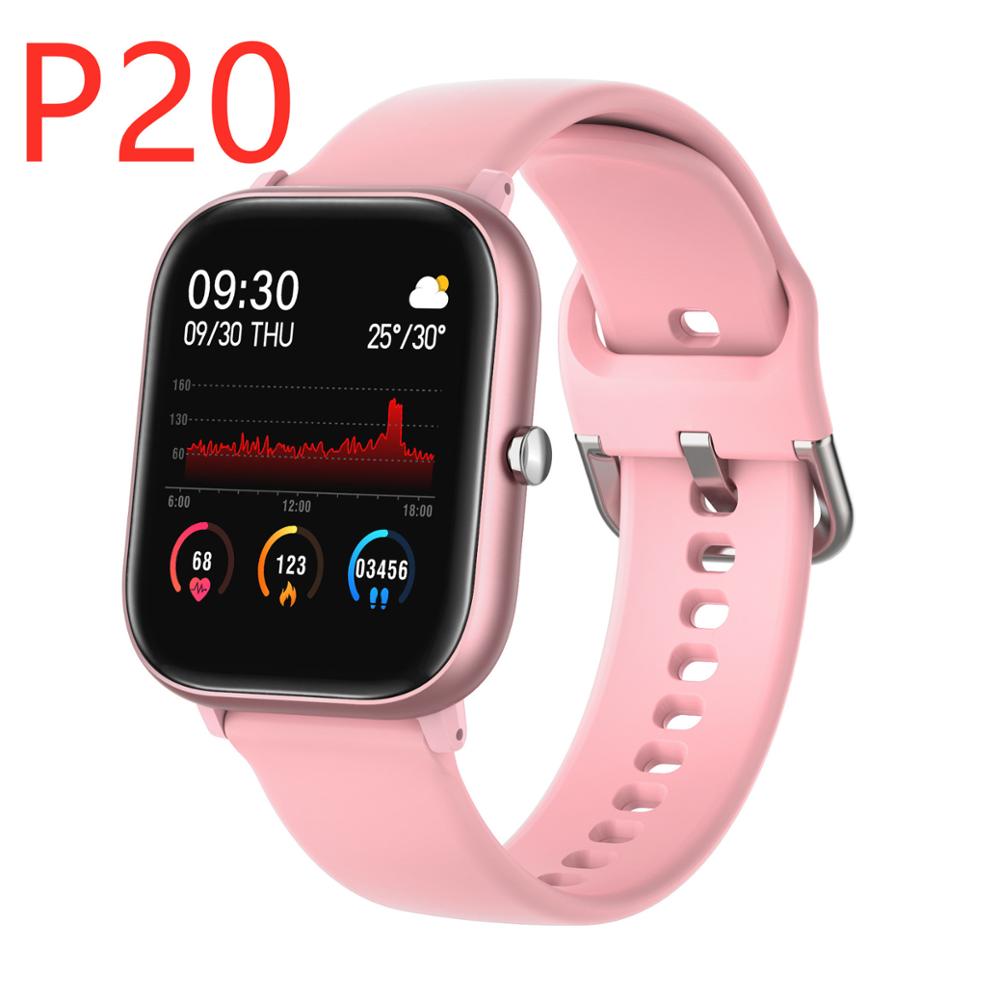 P8 Smart Uhr Männer Gebaut-in Spiel IP67 Wasserdichte Fitness tracker Heart Rate Monitor Frau Smartwatch für iOS Android telefon: P20 pink