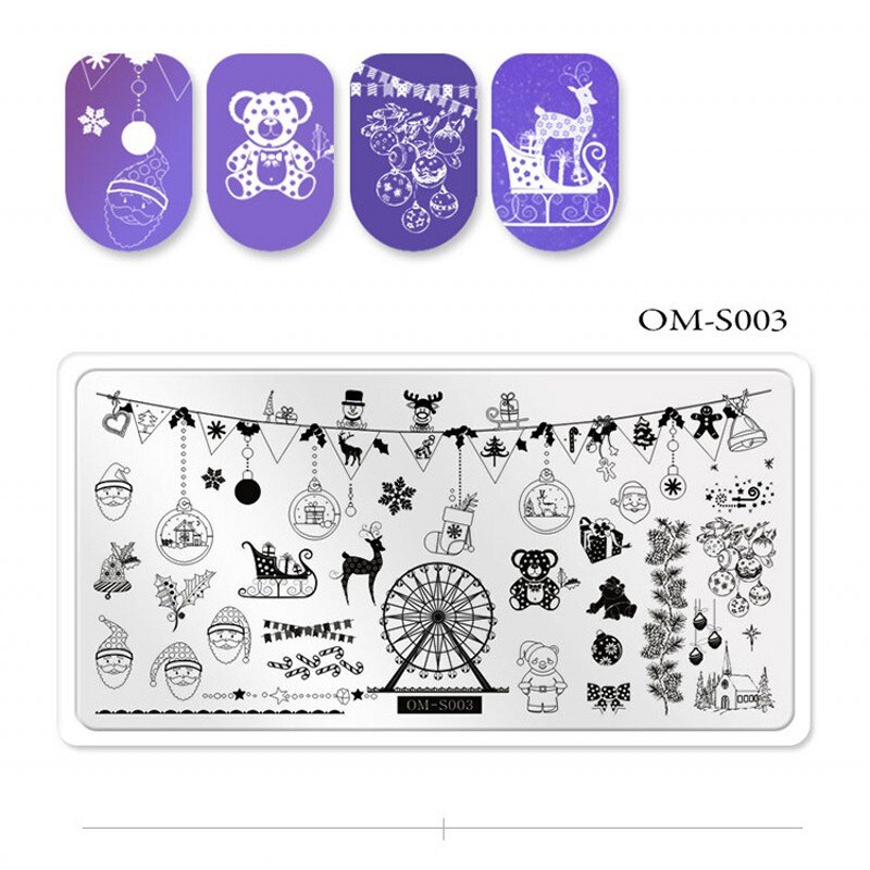 1Pcs Halloween Nail Stamping Plates Pumpkin SPider Pattern Plate Christmas Snowflake Santa Nail Art Image Stamp Templates OMS112: 3