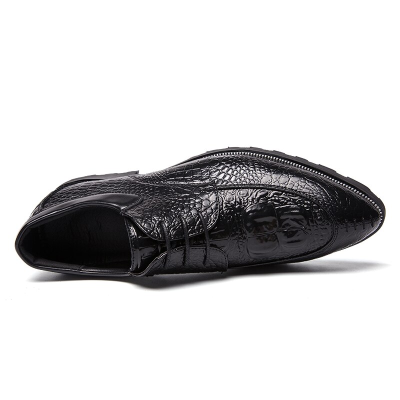 Ectique grande taille 38 ~ 47 automne Crocodile Brogue hommes Wingtip plate-forme chaussures en cuir homme formel en caoutchouc semelle Cowboy Vintage