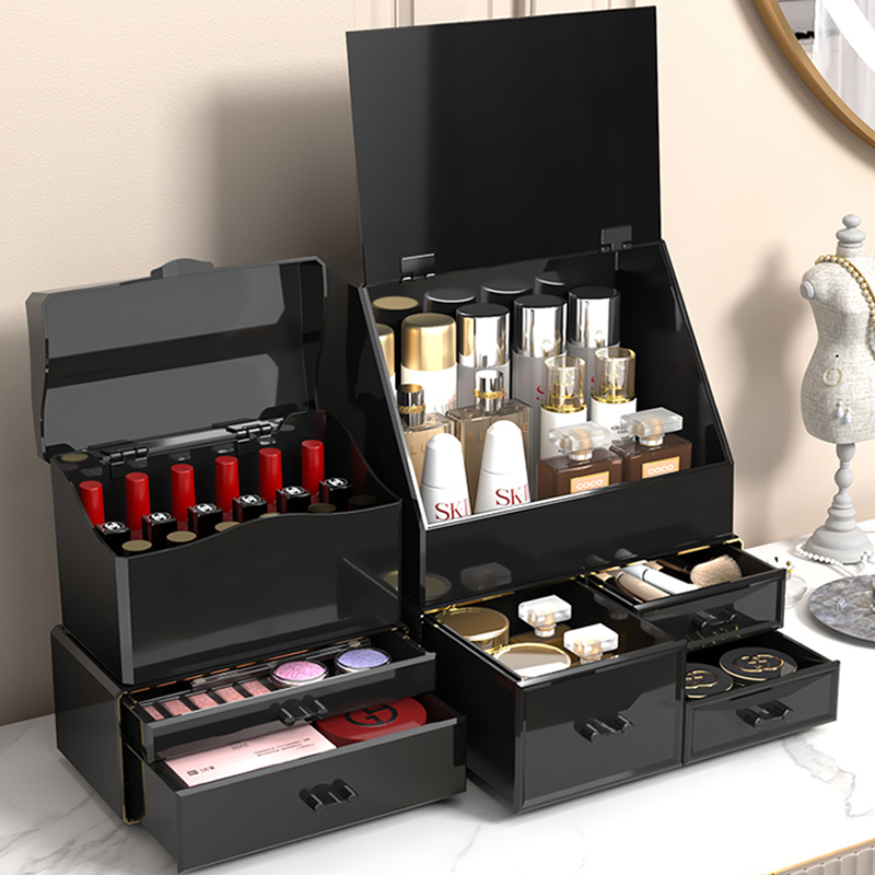 Joybos Makeup Organizer Box Acrylic DIY Makeup Organizer Storage Drawer Cosmetic Containers Dustproof Large Capacity Storage Box