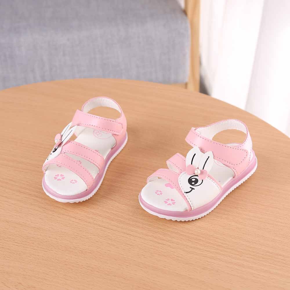 Justsl jentesandaler flashsko låve strandsko sandaler med åpenn tå låve ledet sklisikre myke sommersko str 21-30