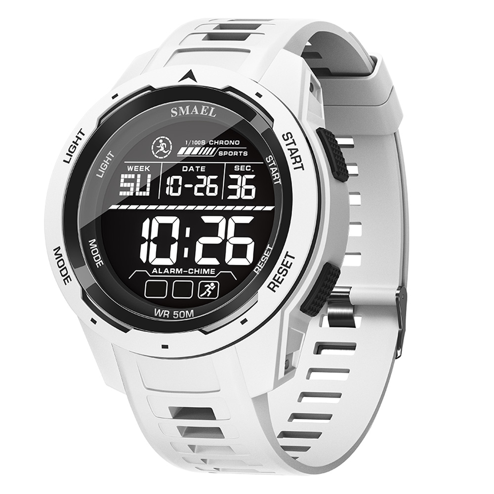 Smael Sport uhren Männer multifunktion Ale Wecker Silikon uhr Chrono Blaulicht Anzeige digitale junge Herren Armbanduhr: Weiß