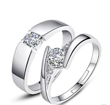 Zirkon Einstellbare silber farbe Paar Hochzeit Ringe für Frauen und Männlichen Strass Engagement Ring für Paar: 6