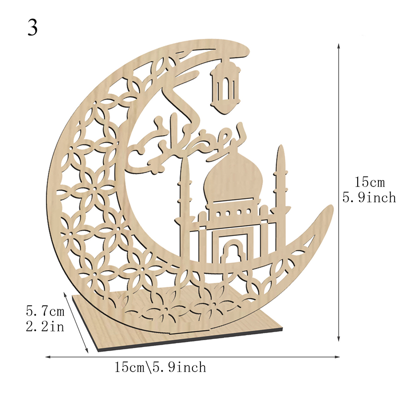 Eid Al-Fitr Decorations Wooden Crafts Carving Home Decorations Detachable Decorative Cartoon Handicraft Ornaments: 3
