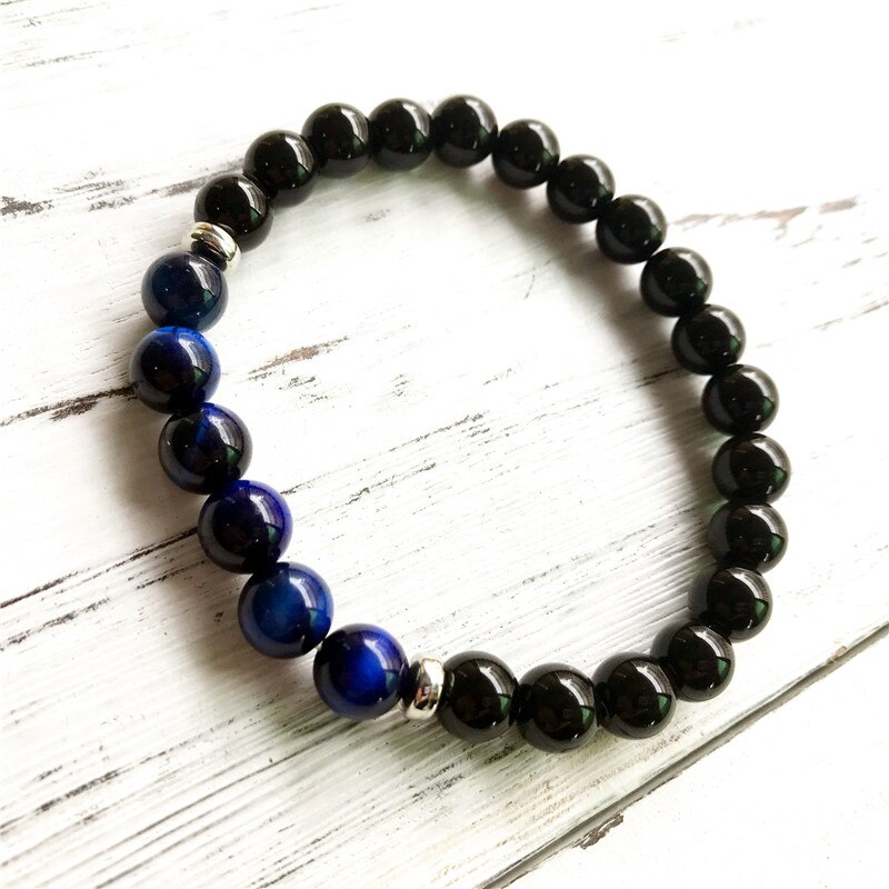 8mm zwarte onyx & blauwe tijgersteen pols mala armband yoga mala armband blijf kalm en ontspannen het beste voor mannen