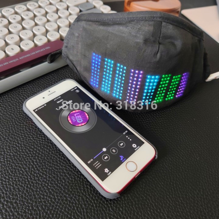 Rechargeable battery 4 color Rave Mask light up Led Luminous Face Mask for Halloween Masquerade Party: 7-color