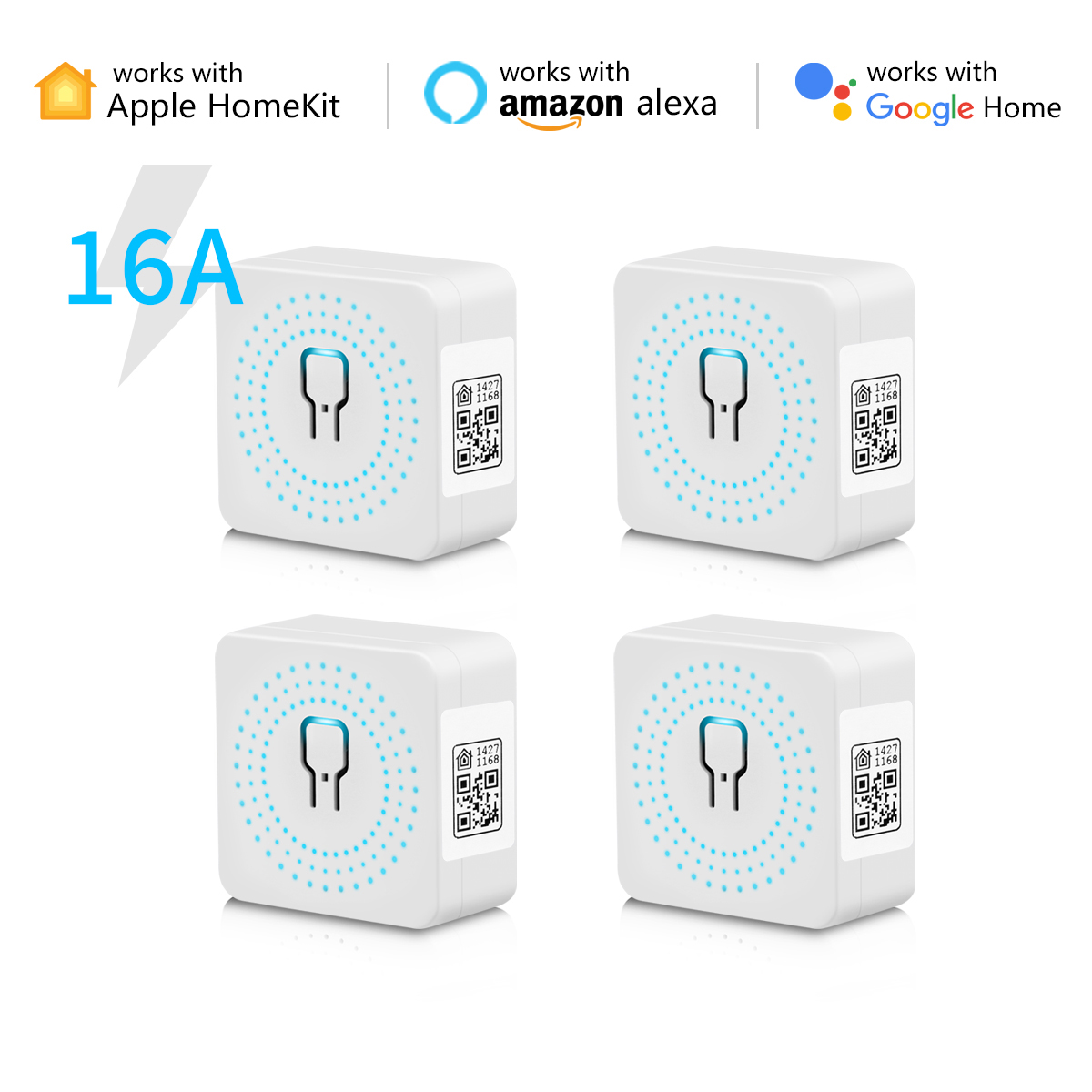 Apple Homekit MINI Smart Breaker Home DIY Electric Relay WIFI Switch 16A Wireless Automation Module Timer Siri Voice Control: 4 Pcs