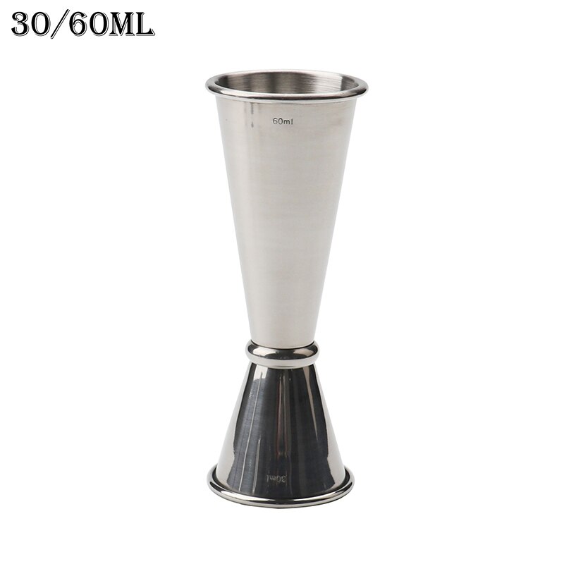 Stainless Steel Cocktail Shaker Measuring Cup Double Drink Alcohol Measuring Cup Jigger Bar Party Accessories Kitchen Gadgets: 30-60ml Silver