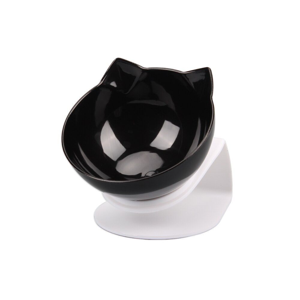 Cat Double Bowl Kitten Bowl Dog Bowl Transparent Material Non-slip Food Bowl With Protection Cervical Transparent Cat Supplies: Single-Black