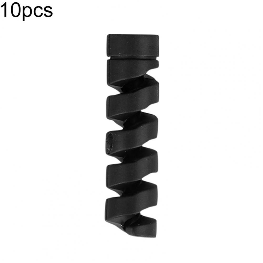 Protector de Cable para cargador, Protector ligero de silicona con en espiral, 10 piezas para línea de carga, Cable Universal suave para línea de carga: Black