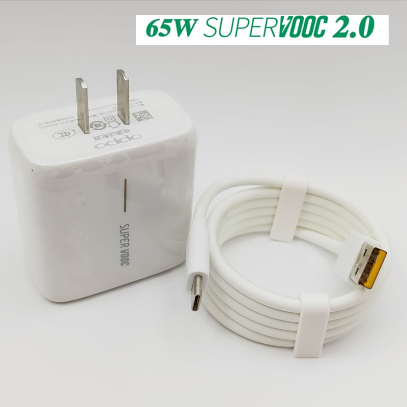 EU/US OPPO Supervooc 65W Fast Charger Supervooc 2.0 Adapter 6.5A Type C Cable for For Find X2 Pro Reno6 Reno5 ACE 2 X20 Pro