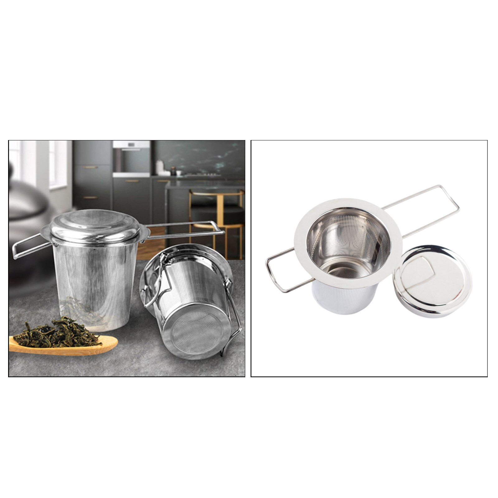 Stainless Steel Tea Infuser Tea Filter Steeping Mesh Strainer with Lid Tea Accessories