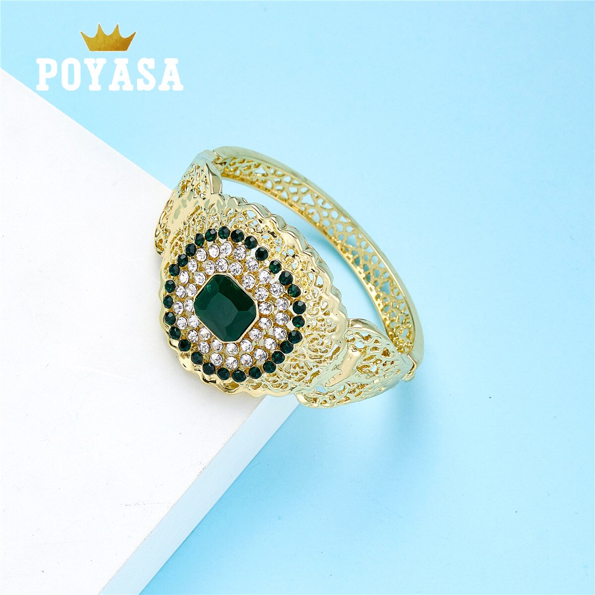 Dubai Gouden Armband Marokkaanse Vrouwen Bruiloft Charme Gouden Armband: green