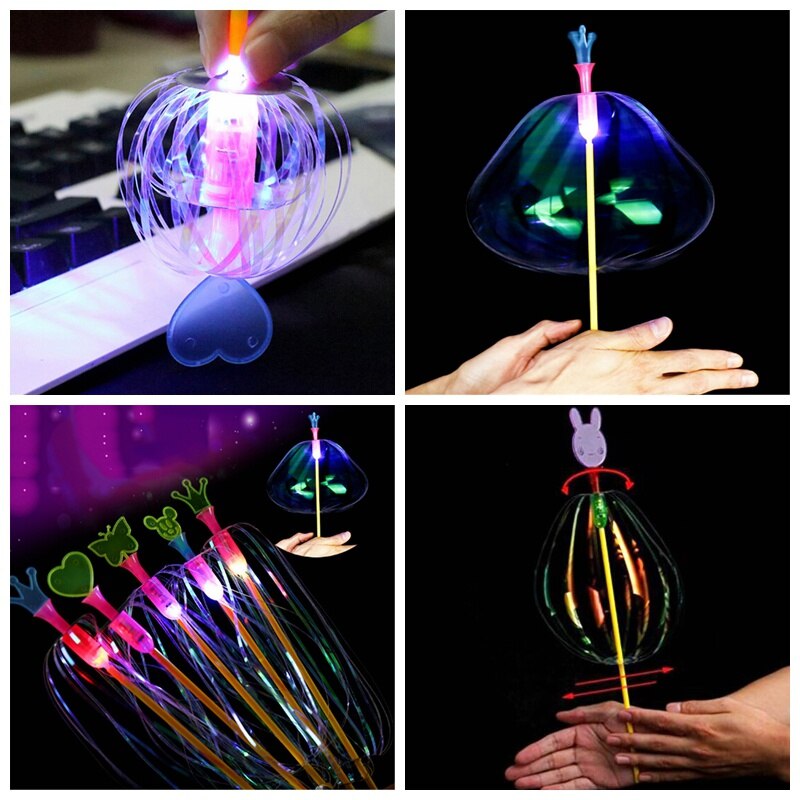 Colorful Magic Rainbow Bubble Stick Wand LED Bubble Bright Light Wand Toy Spinning Wand Classic Magic Tricks: Default Title