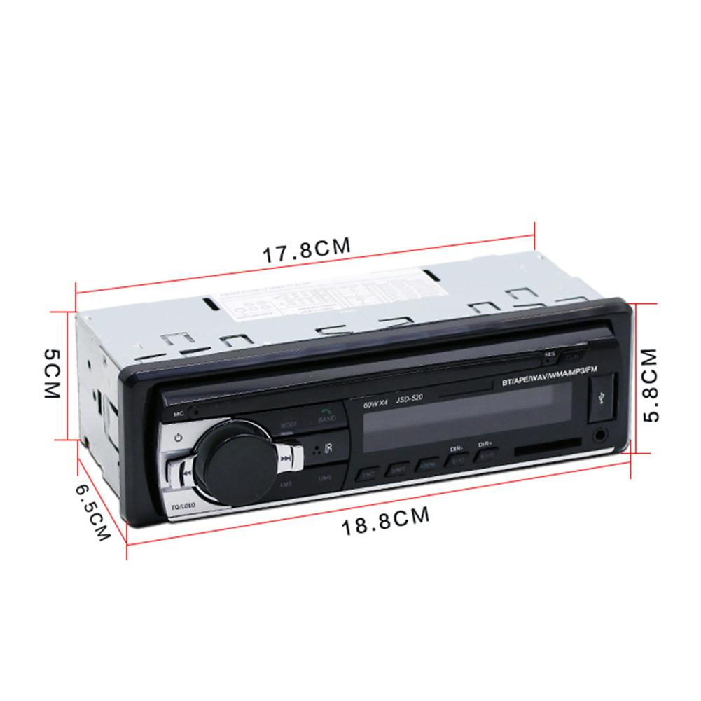 Bluetooth Autoradio Car Stereo Radio FM Aux Input Receiver SD USB JSD-520C-B 12V In-dash 1 Din Car MP3 Multimedia Player