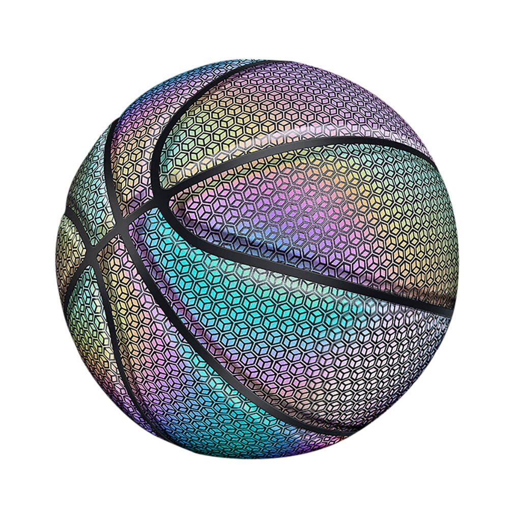Holografisk glødende basketball reflekterende lysende fluorescerende basketball tændt glød basketball nat spil nr. . 7 basketball: -en