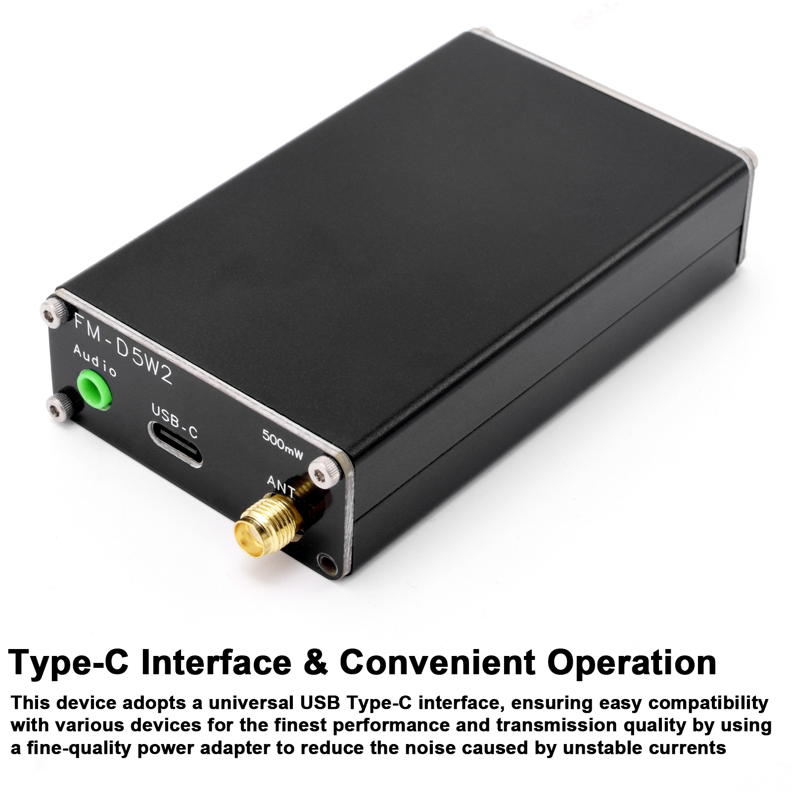 2km 0.5W FM Transmitter 76M-108Mhz Digital Display Stereo FM Transmit TYPE-C USB Churches CAR Radio Broadcast Campus Station